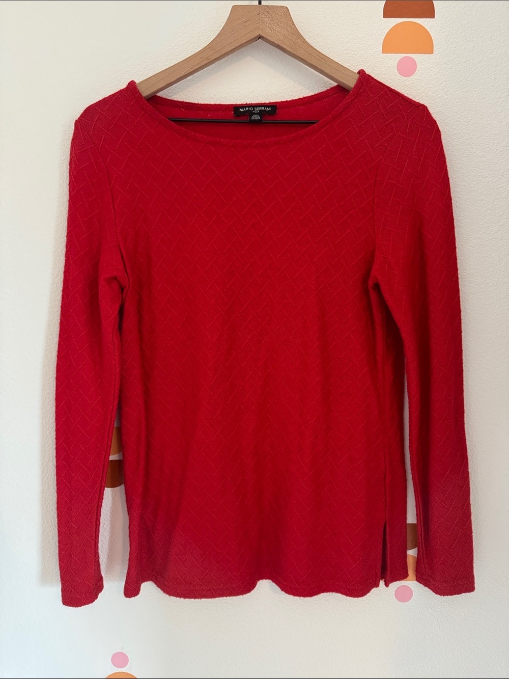 Madewell Bright Red Long-Sleeve Textured Knit Top N0068